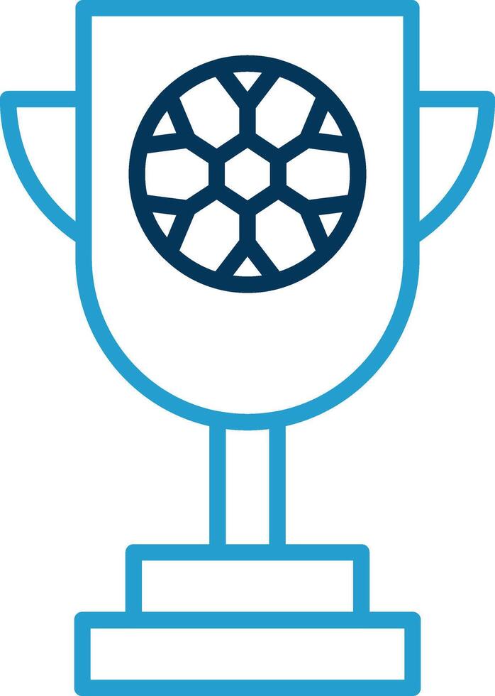 trofeo línea azul dos color icono vector