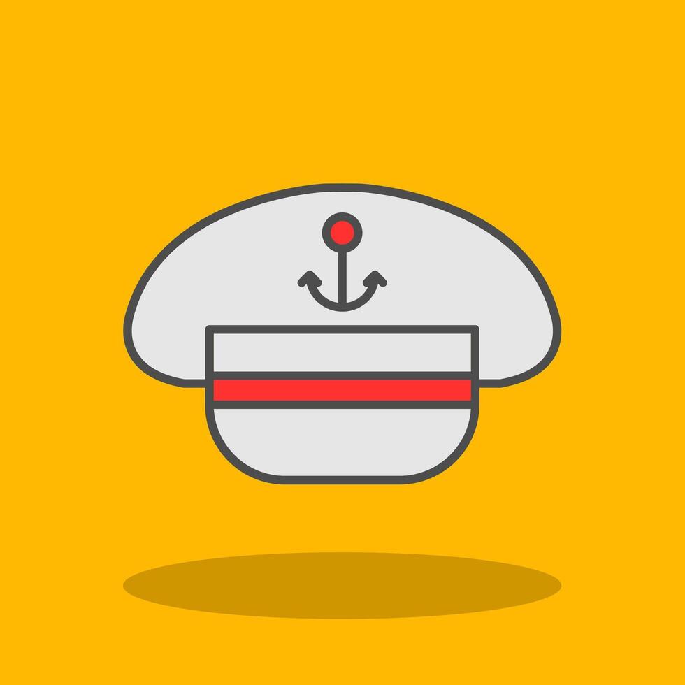 Captain Hat Filled Shadow Icon vector