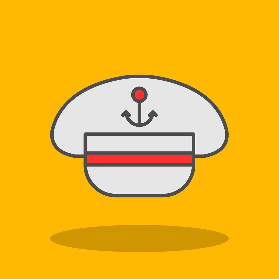 Captain Hat Filled Shadow Icon vector