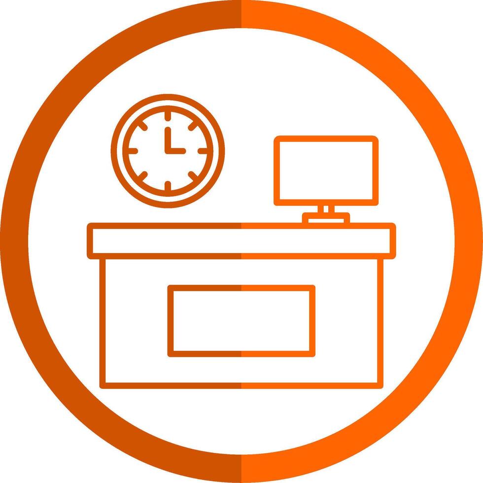 Workplace Line Orange Circle Icon vector