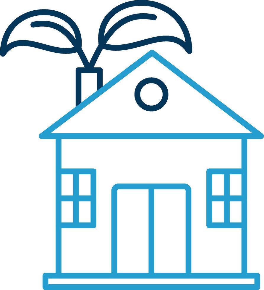 Eco House Line Blue Two Color Icon vector