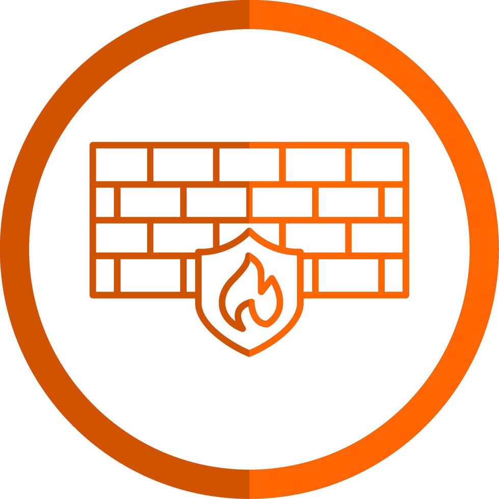 Firewall Line Orange Circle Icon vector