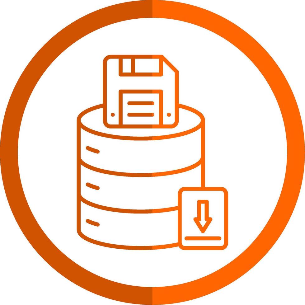 Save Data Line Orange Circle Icon vector