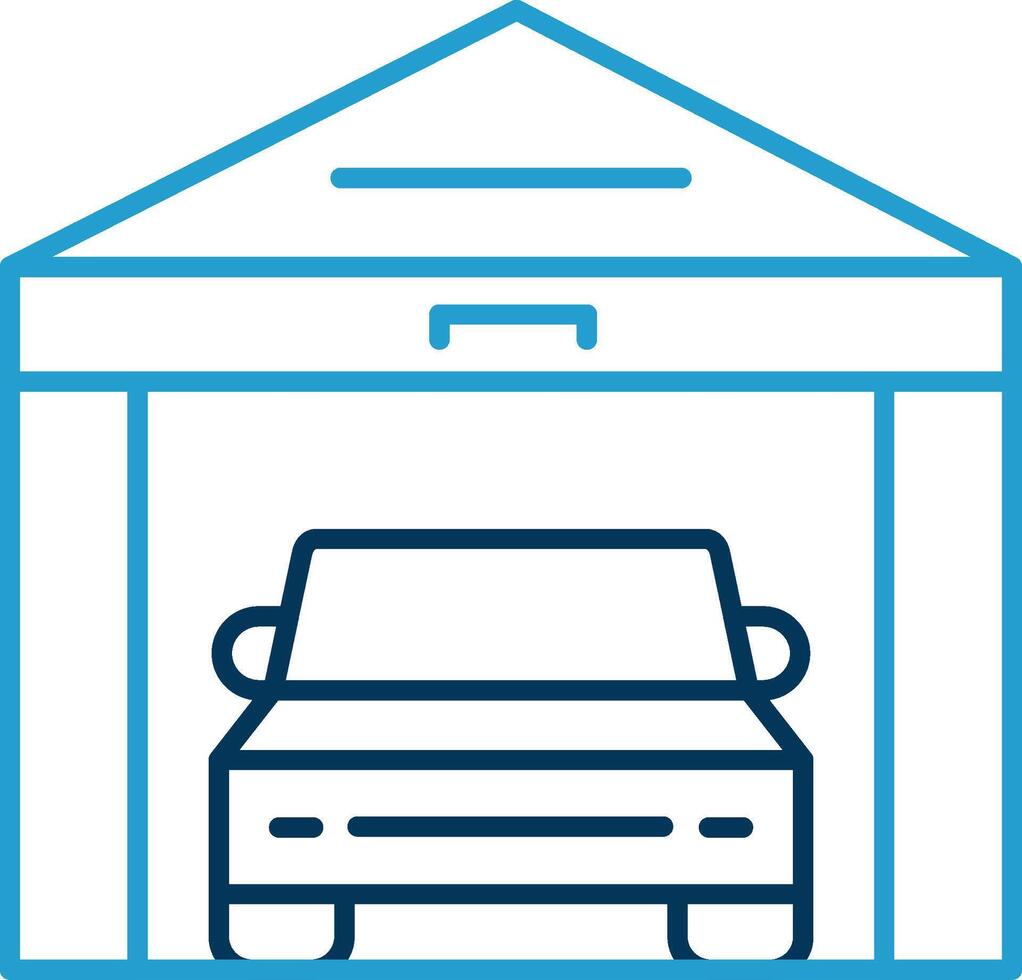 Garage Line Blue Two Color Icon vector