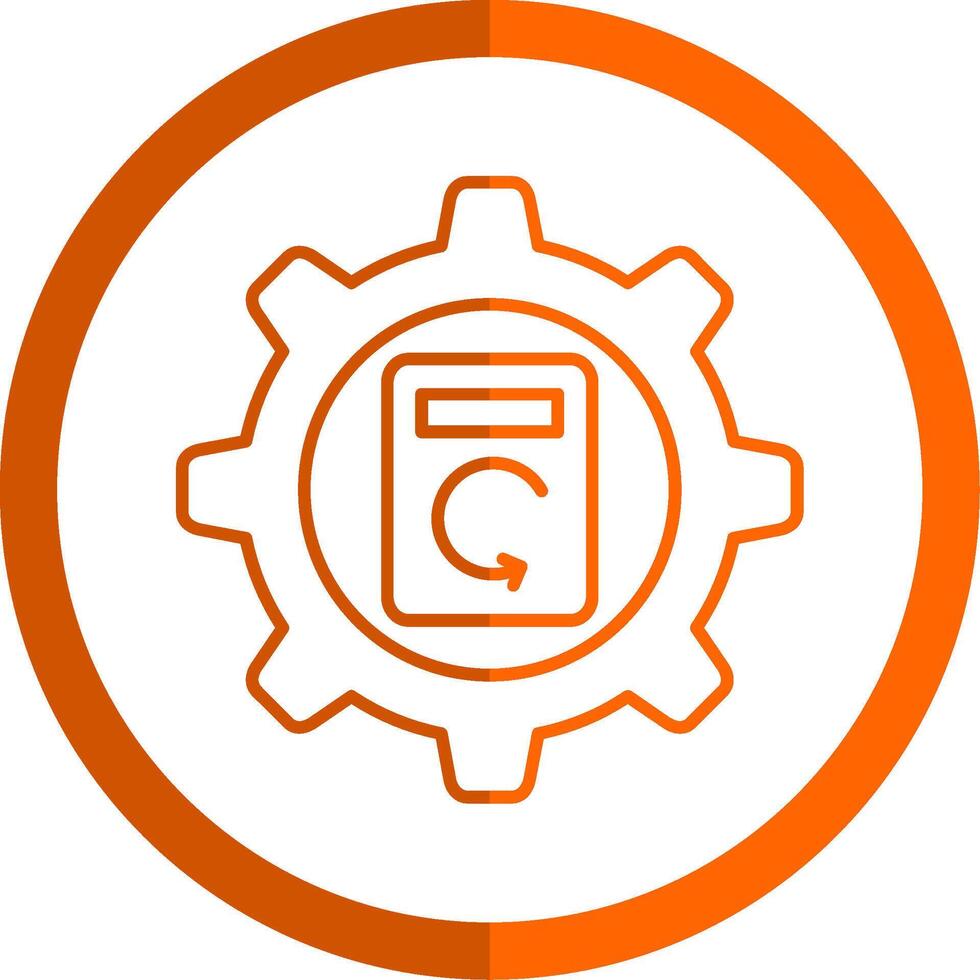 Process Data Line Orange Circle Icon vector