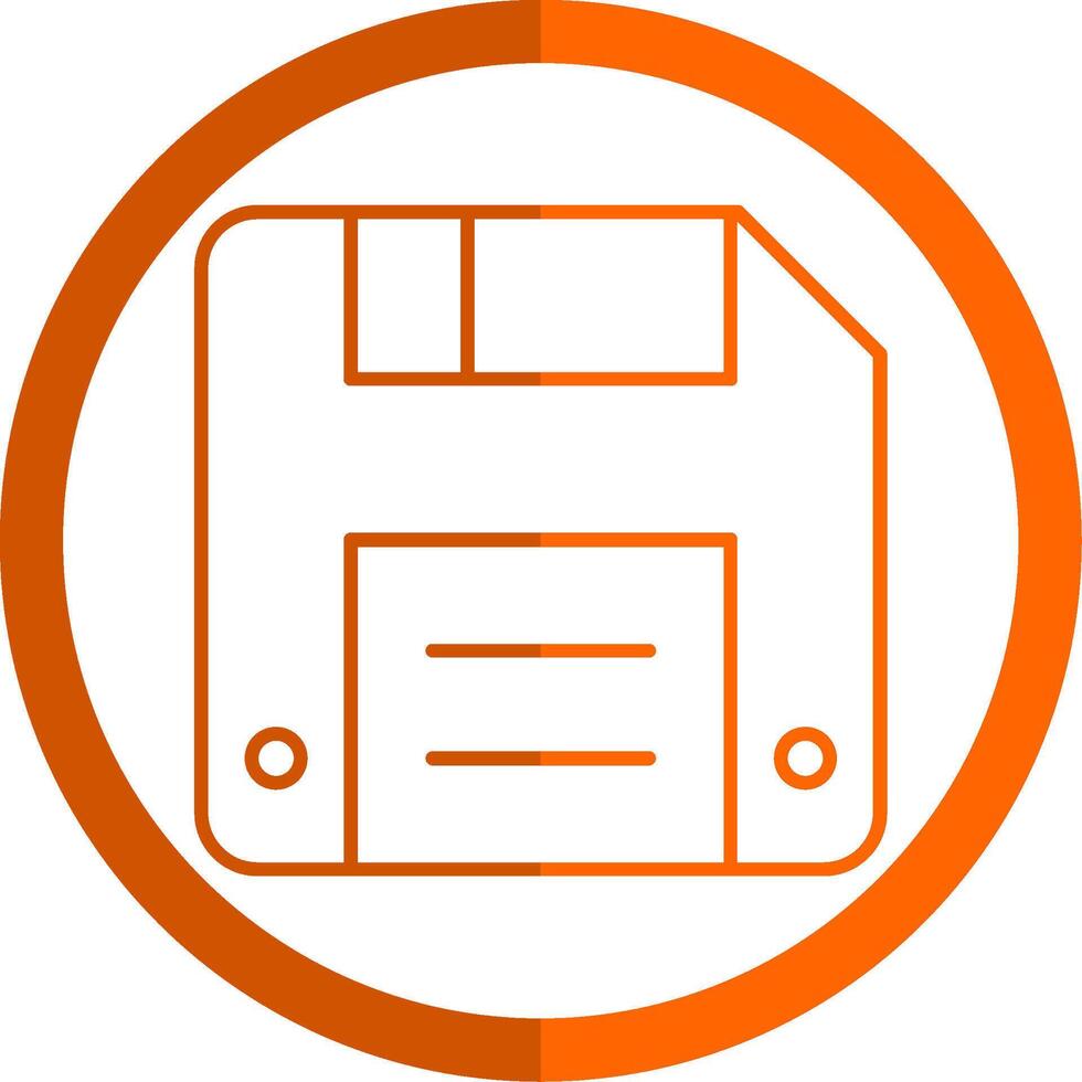 Diskette Line Orange Circle Icon vector