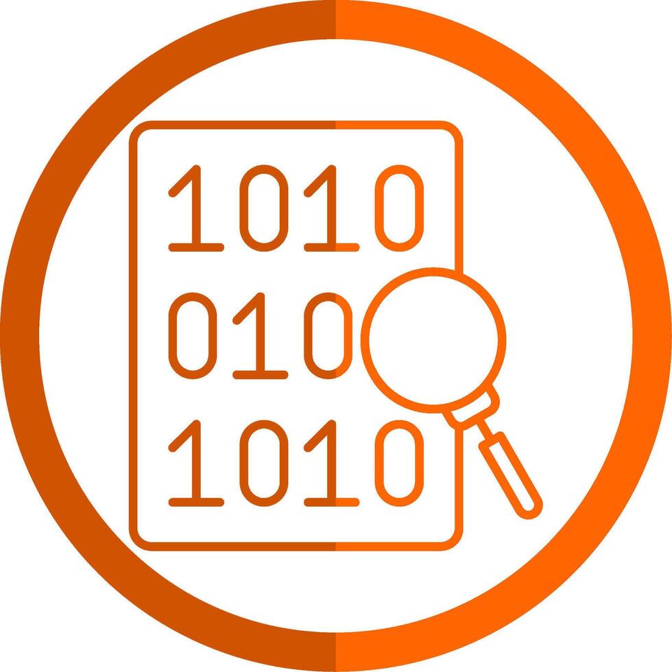 Code Search Line Orange Circle Icon vector