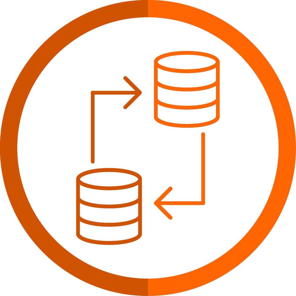 Data Transfer Line Orange Circle Icon vector