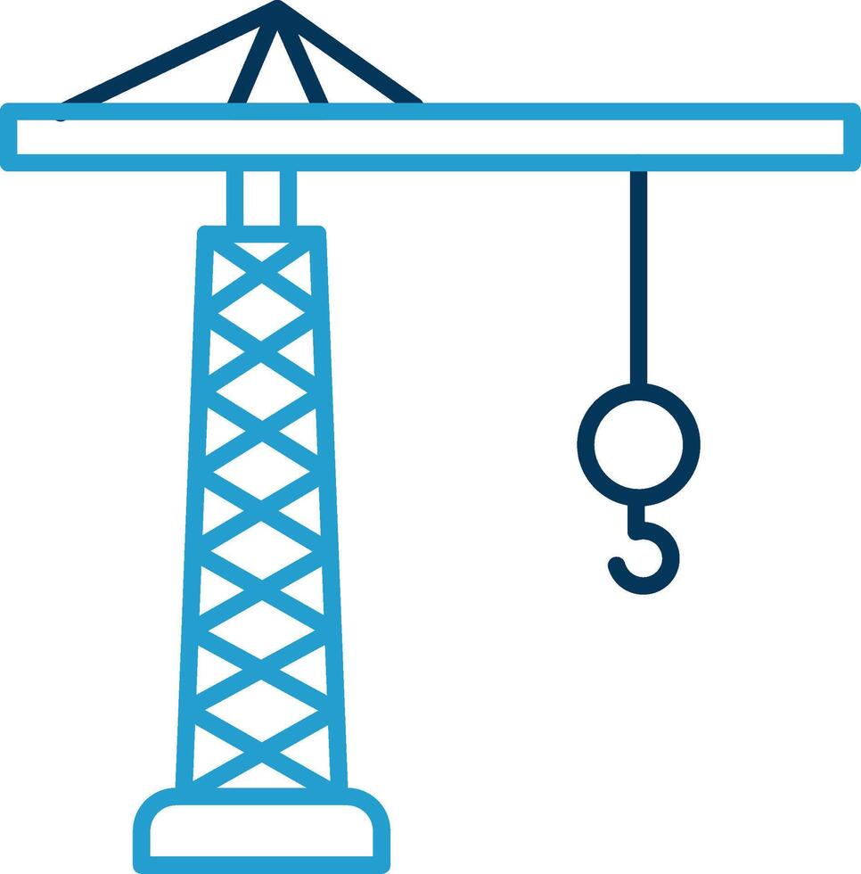 Tower Crane Line Blue Two Color Icon vector