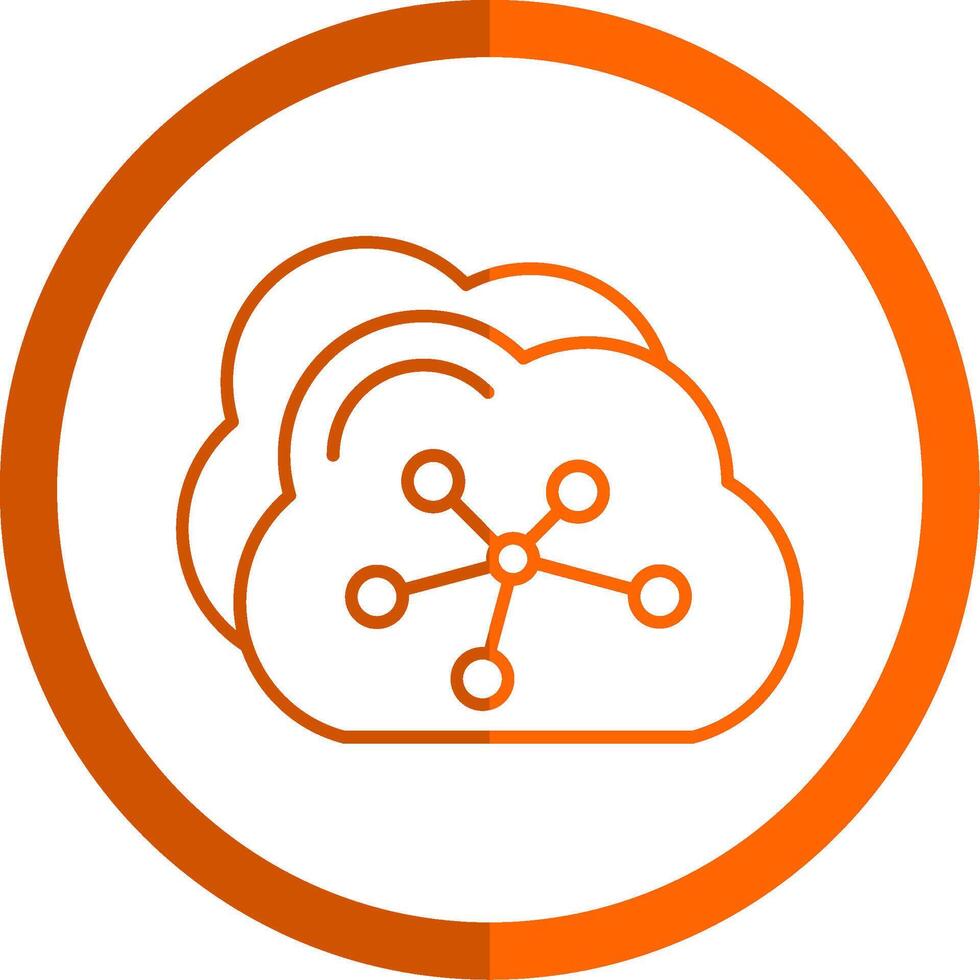 Cloud Line Orange Circle Icon vector