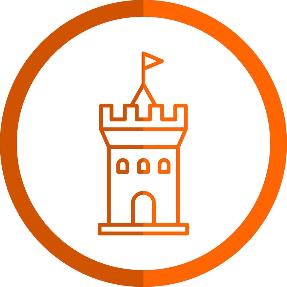 Castle Line Orange Circle Icon vector