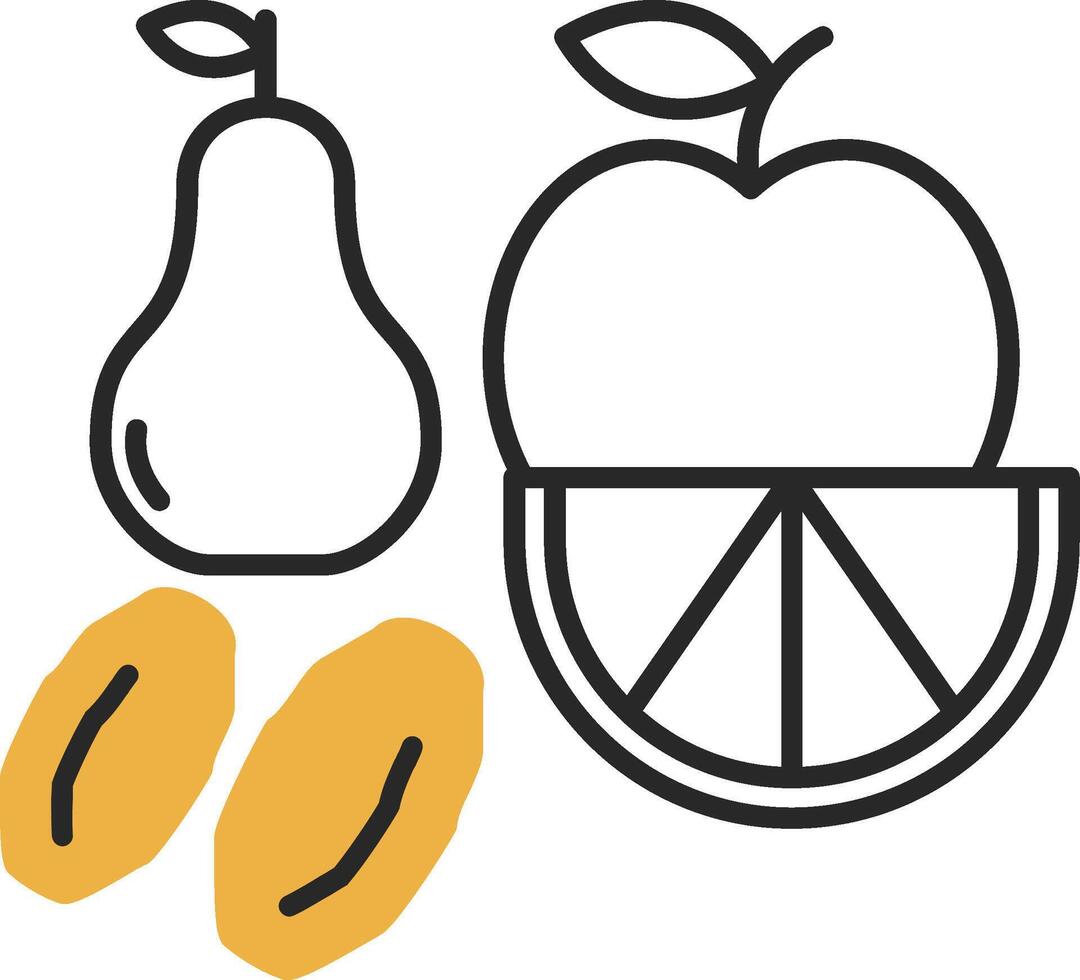 Fruta desollado lleno icono vector