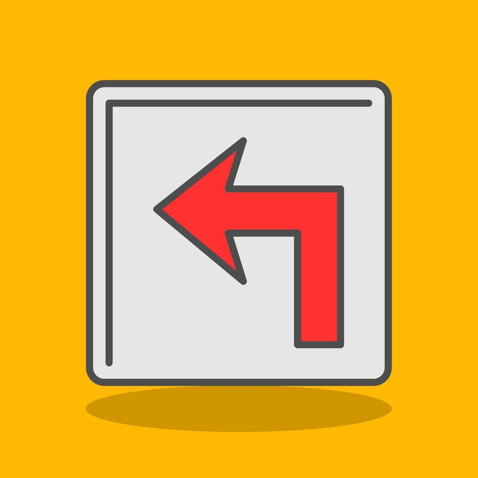 Turn Left Filled Shadow Icon vector