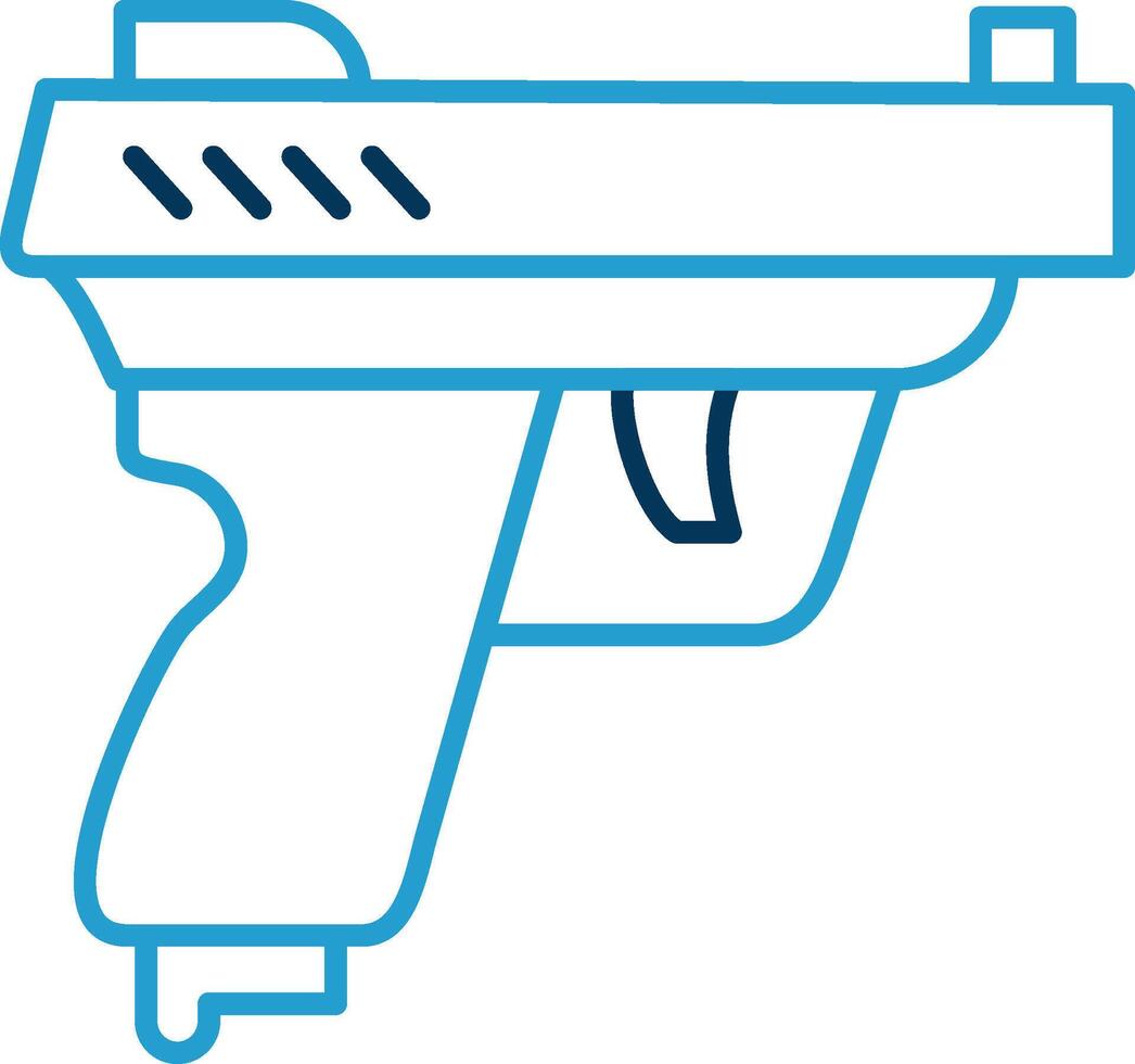 pistola línea azul dos color icono vector