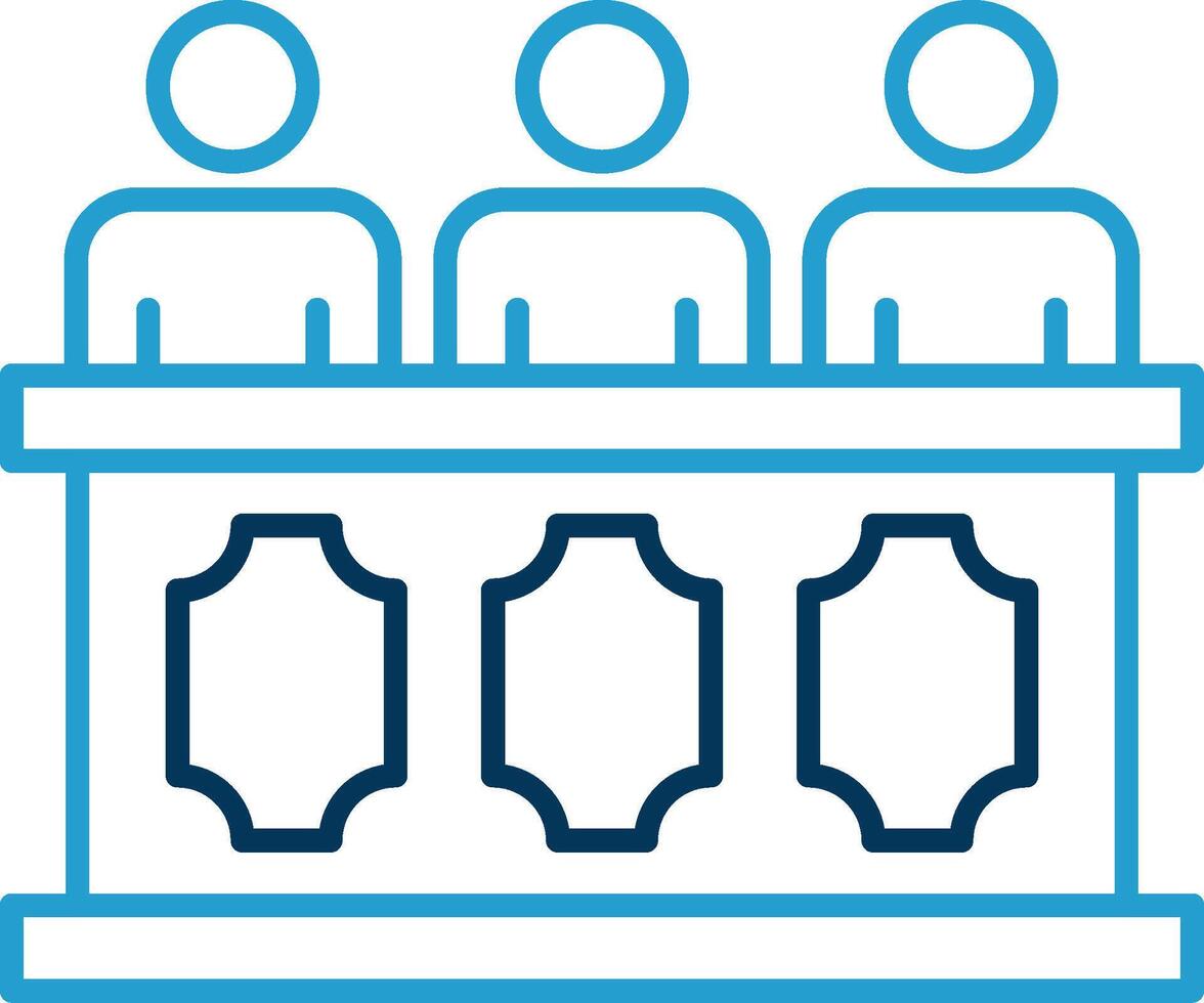 Panel of judges Line Blue Two Color Icon vector