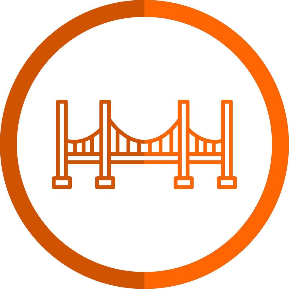 Bridge Line Orange Circle Icon vector