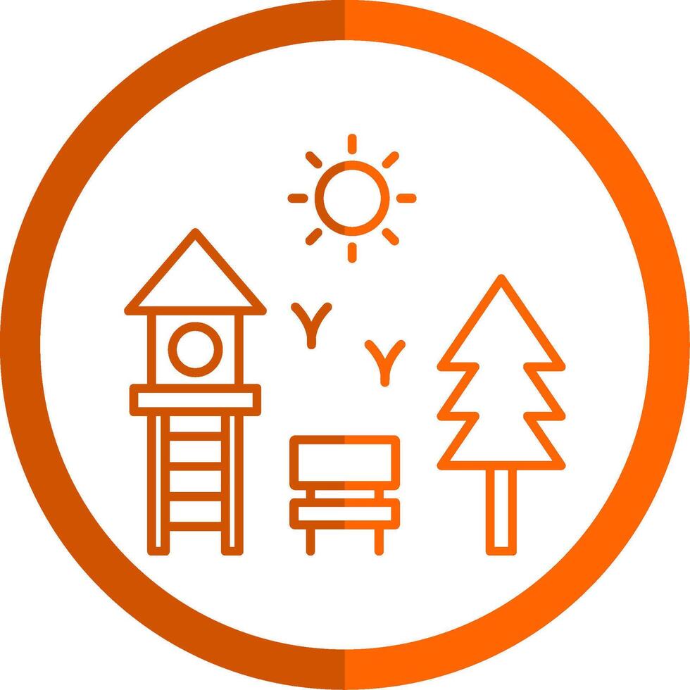 Playground Line Orange Circle Icon vector