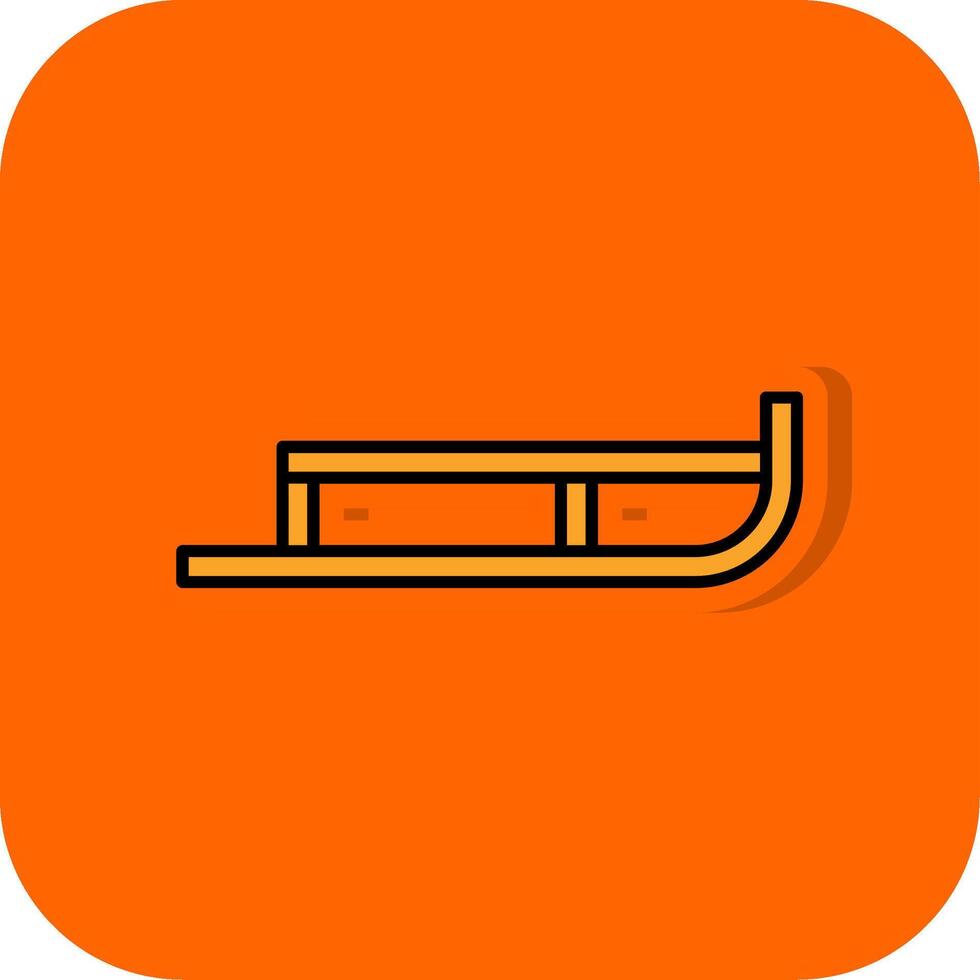 Sled Filled Orange background Icon vector