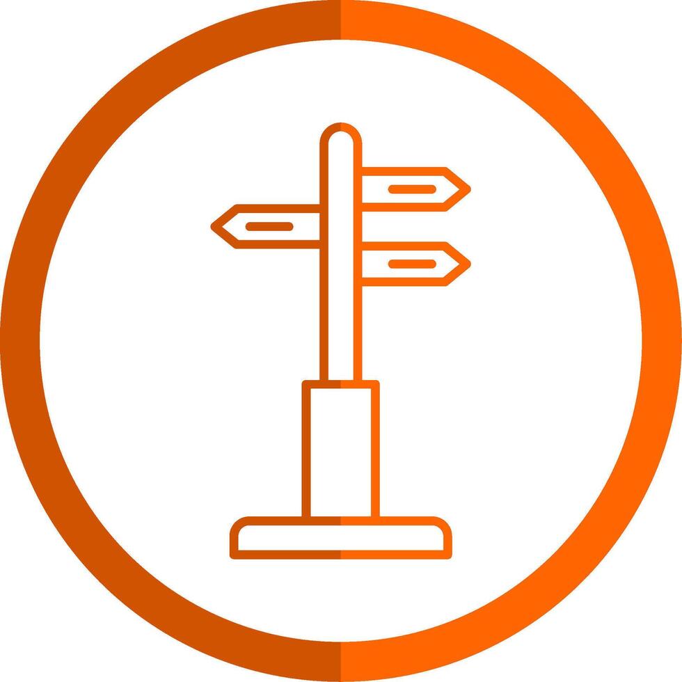 Directional Sign Line Orange Circle Icon vector