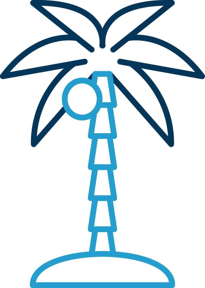 Coconut Tree Line Blue Two Color Icon vector