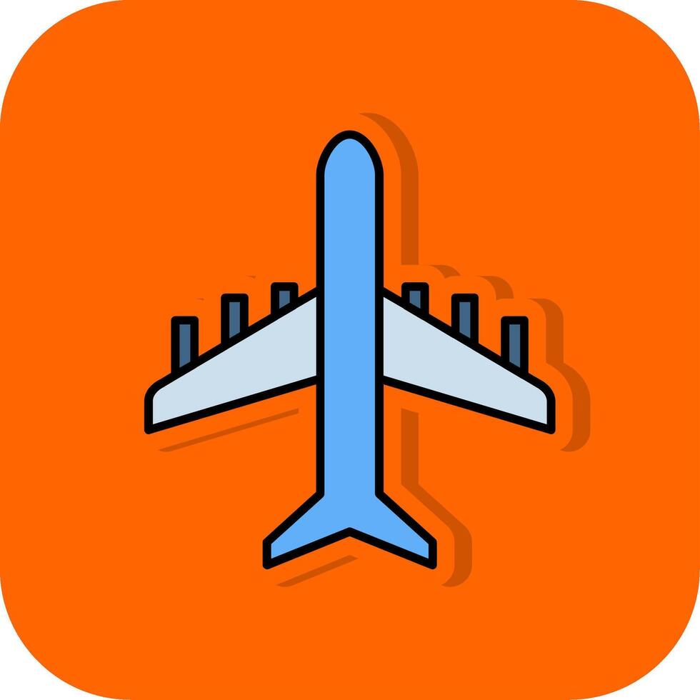 Plane Filled Orange background Icon vector