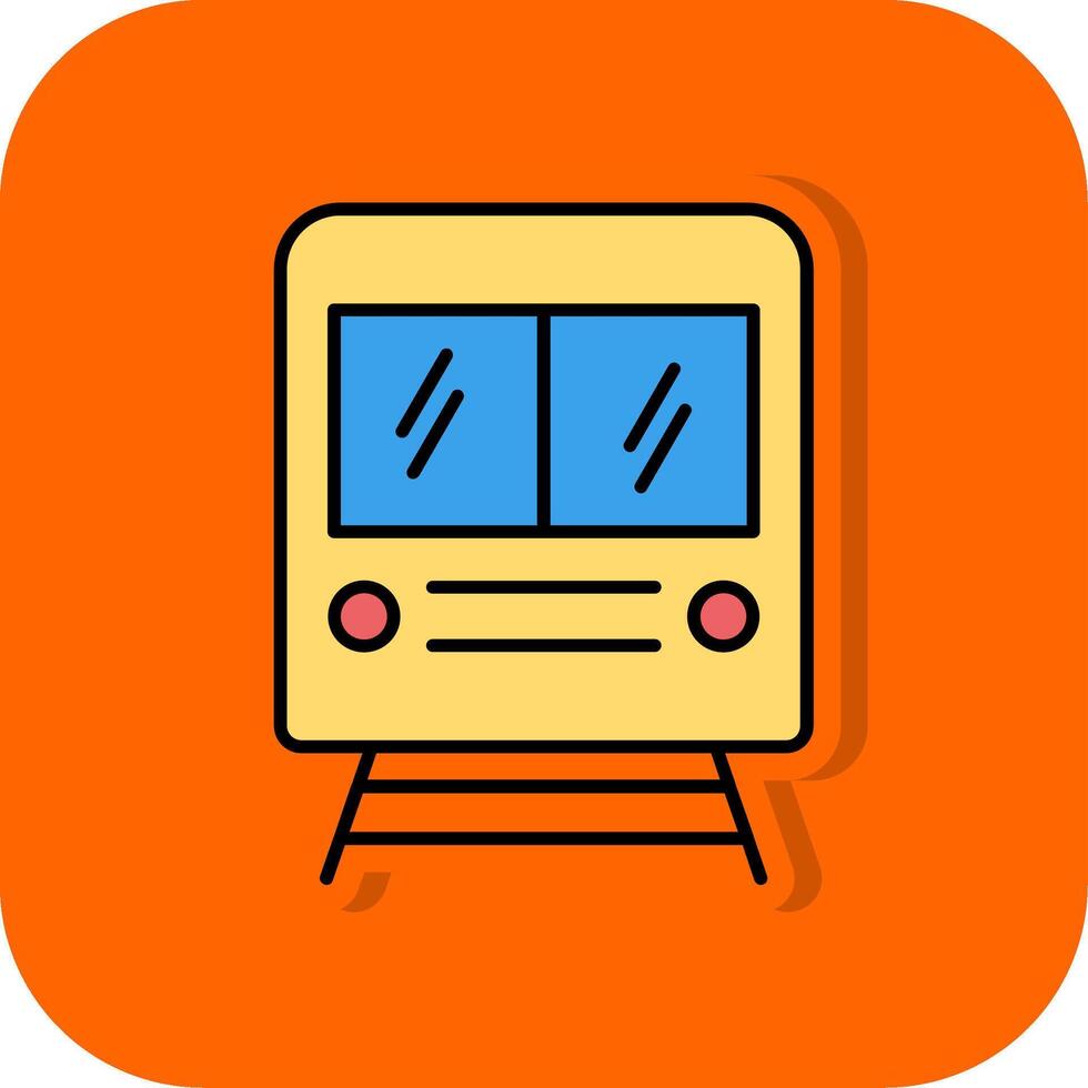 Train Filled Orange background Icon vector