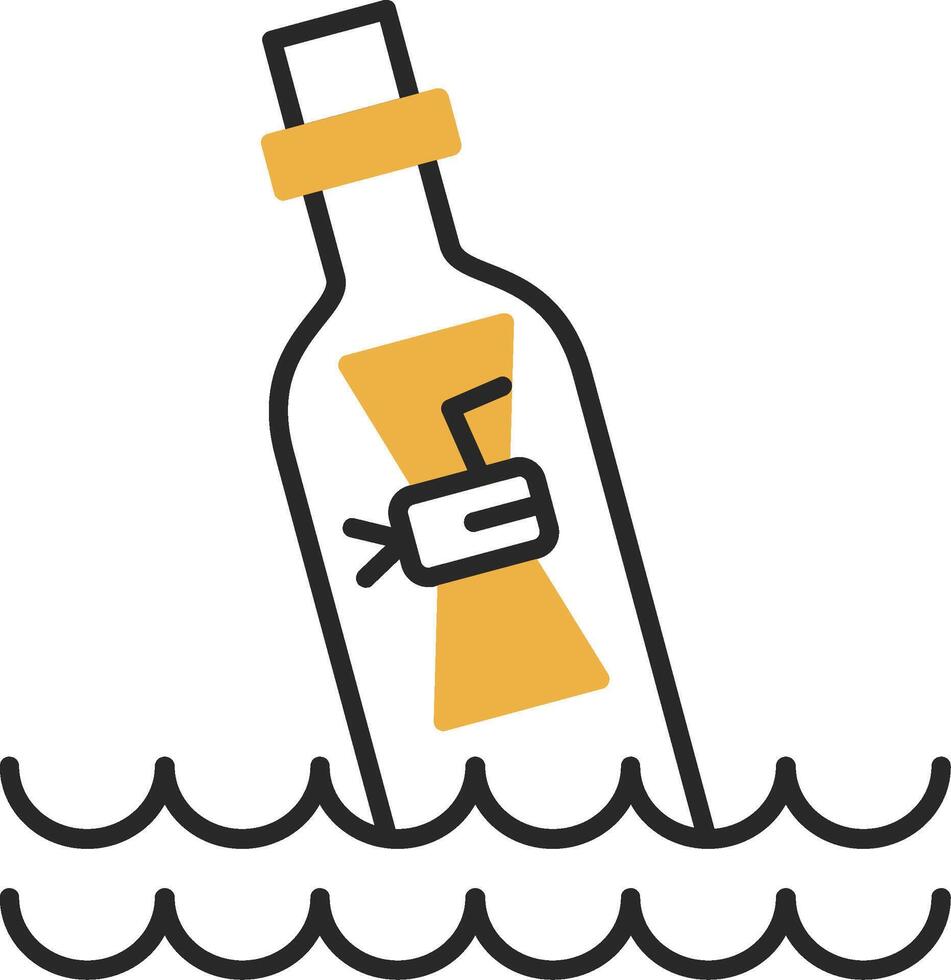 Message In Bottle Skined Filled Icon vector