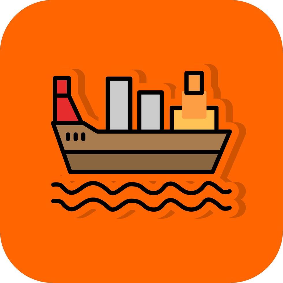 Cargo Ship Filled Orange background Icon vector