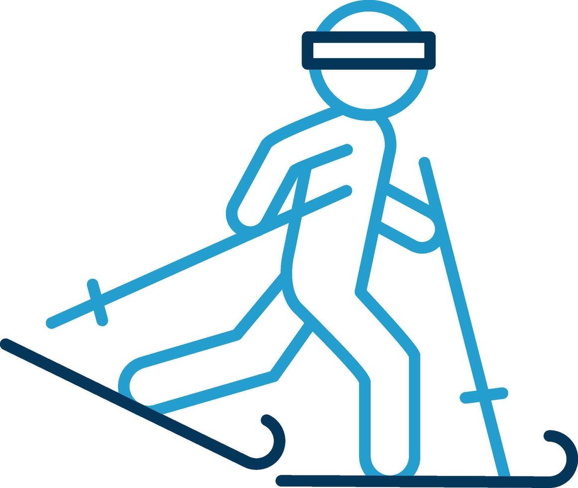 Ski Line Blue Two Color Icon vector