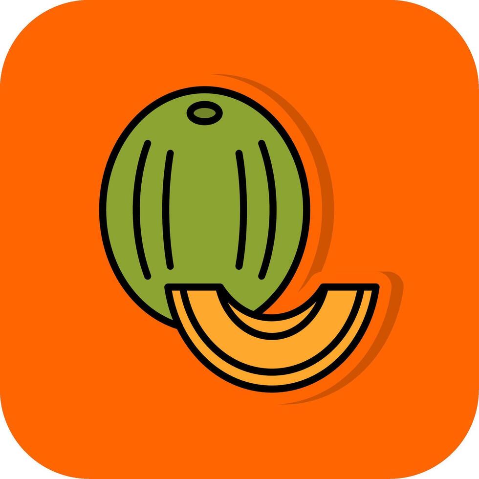 Honeydew melon Filled Orange background Icon vector
