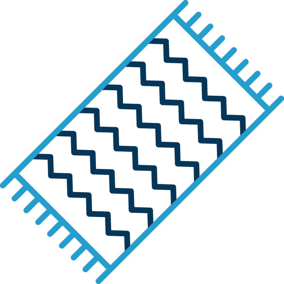 Beach Towel Line Blue Two Color Icon vector