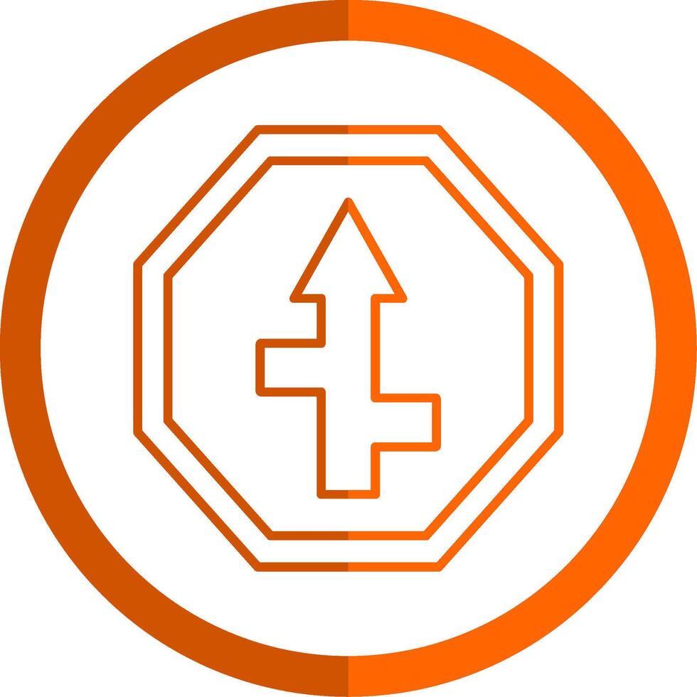 Crossways Sign Line Orange Circle Icon vector