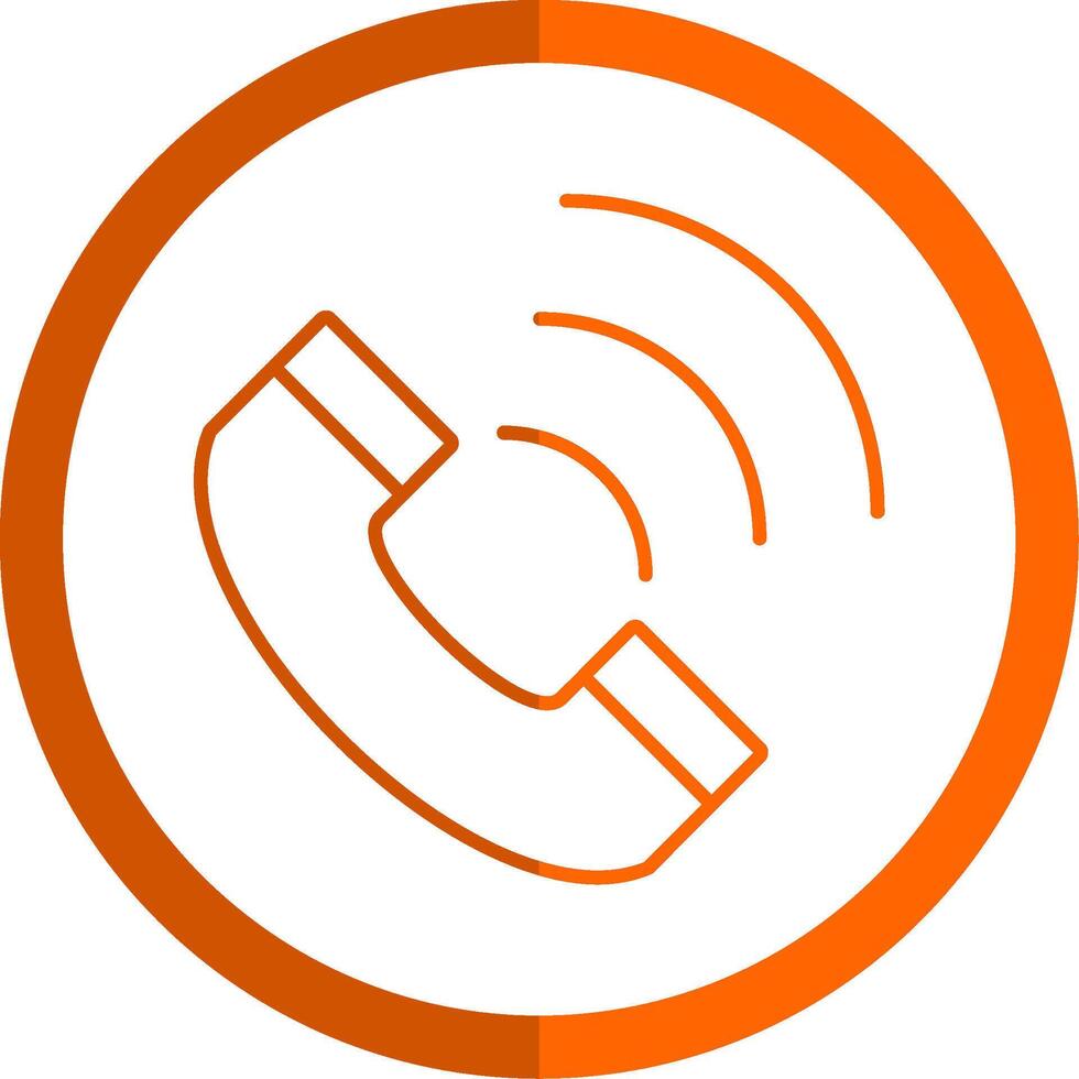 Phone Line Orange Circle Icon vector