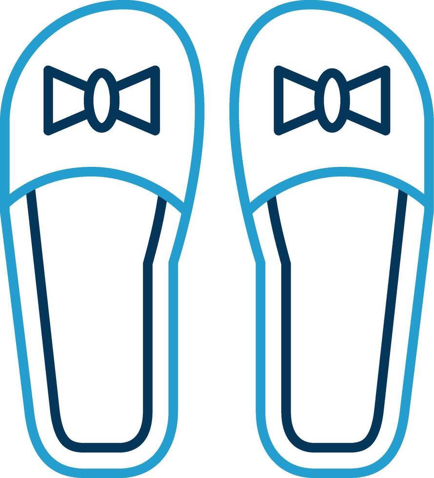 Slippers Line Blue Two Color Icon vector