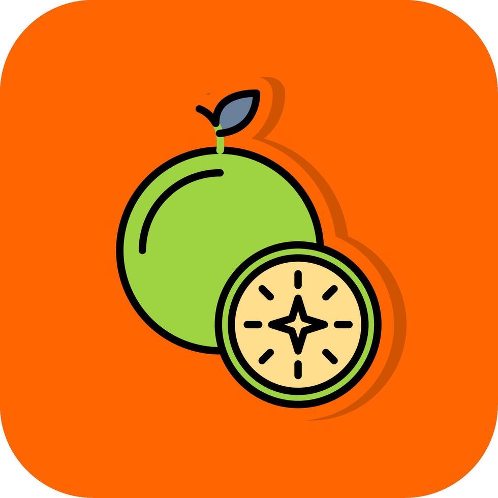 Guava Filled Orange background Icon vector