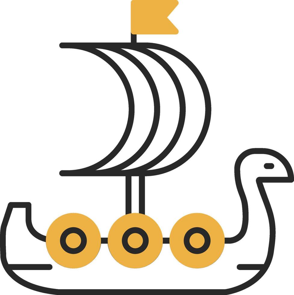 Viking Ship Skined Filled Icon vector
