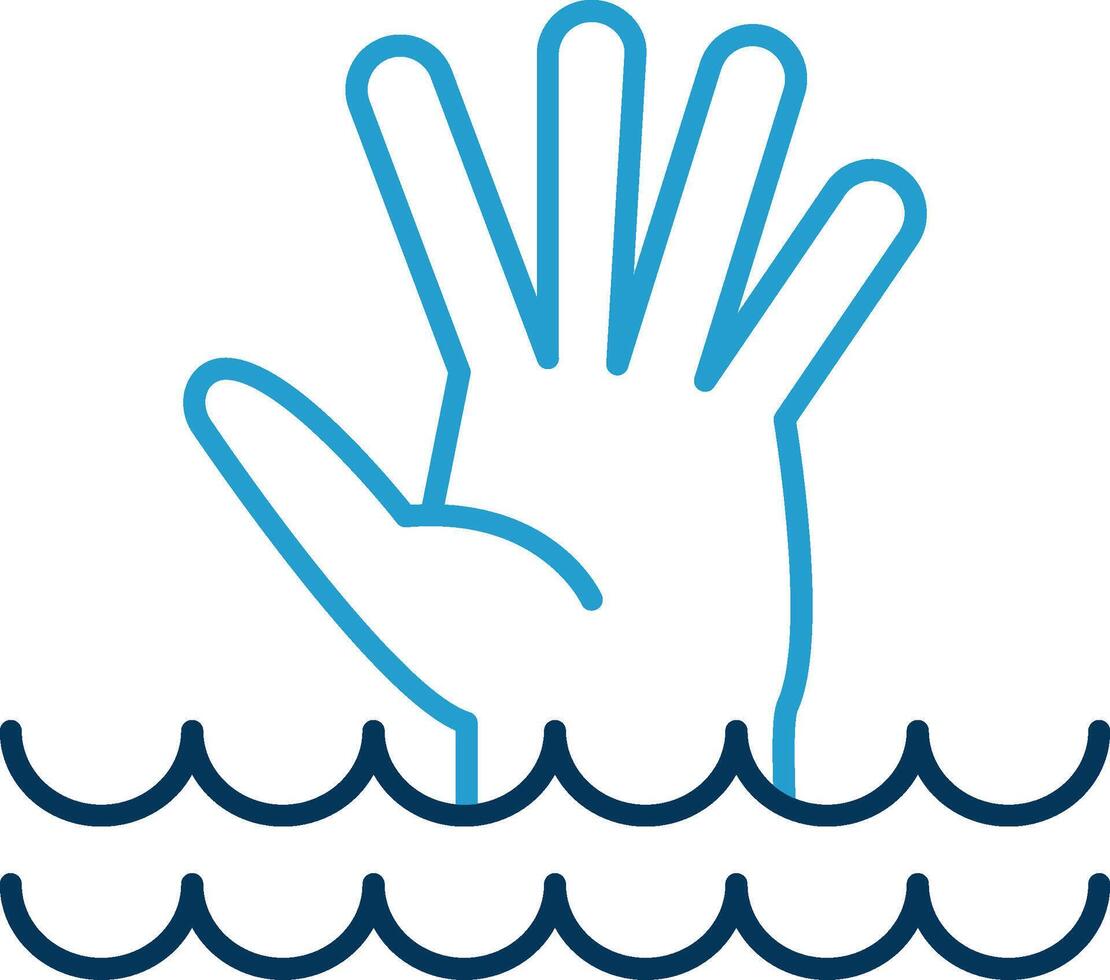 Drowning Line Blue Two Color Icon vector