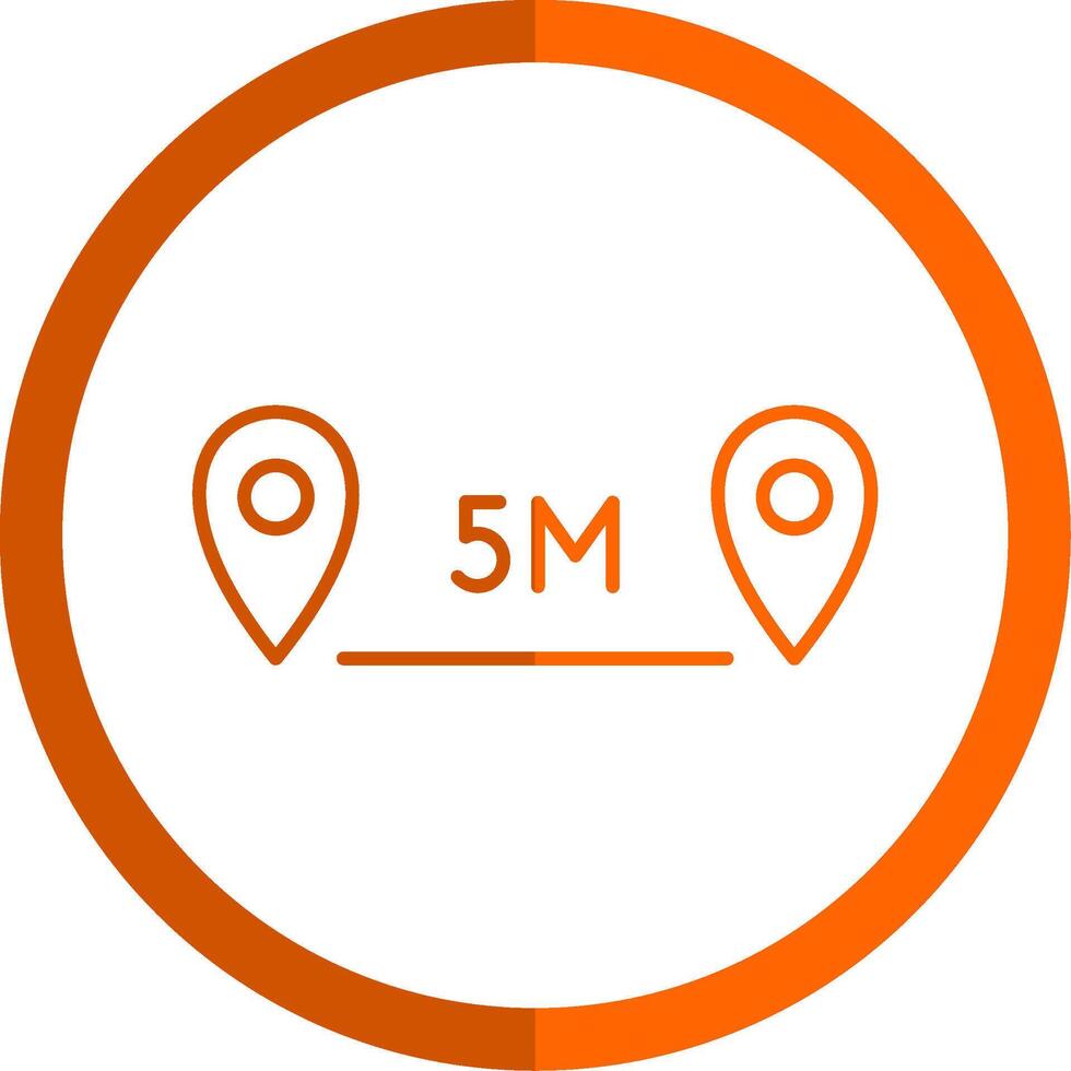 Distance Line Orange Circle Icon vector