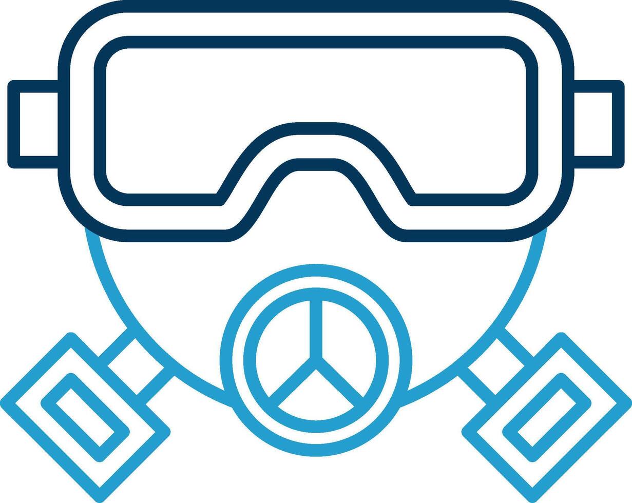 Gas Mask Line Blue Two Color Icon vector