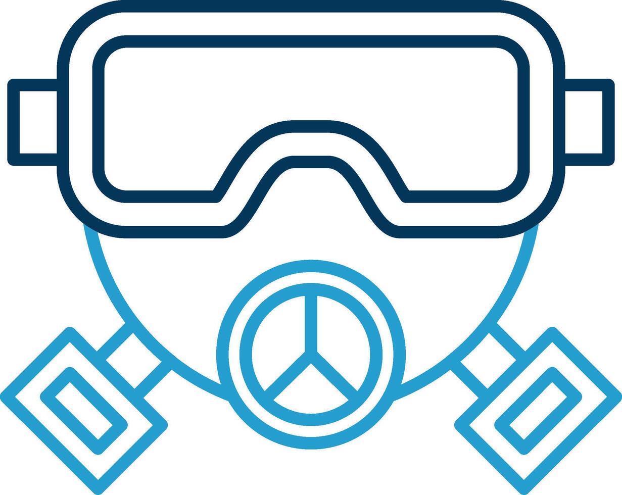 Gas Mask Line Blue Two Color Icon vector