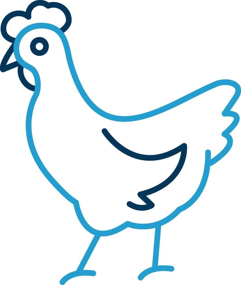 pollo línea azul dos color icono vector