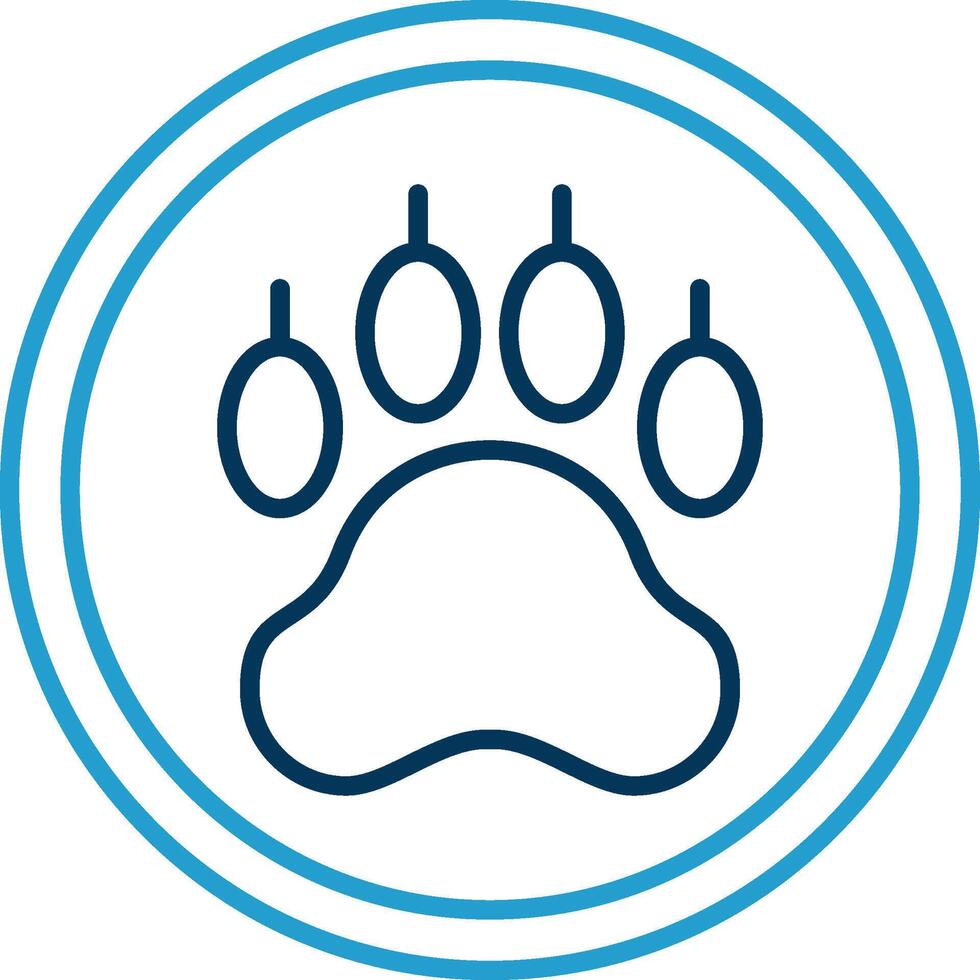 Pawprint Line Blue Two Color Icon vector