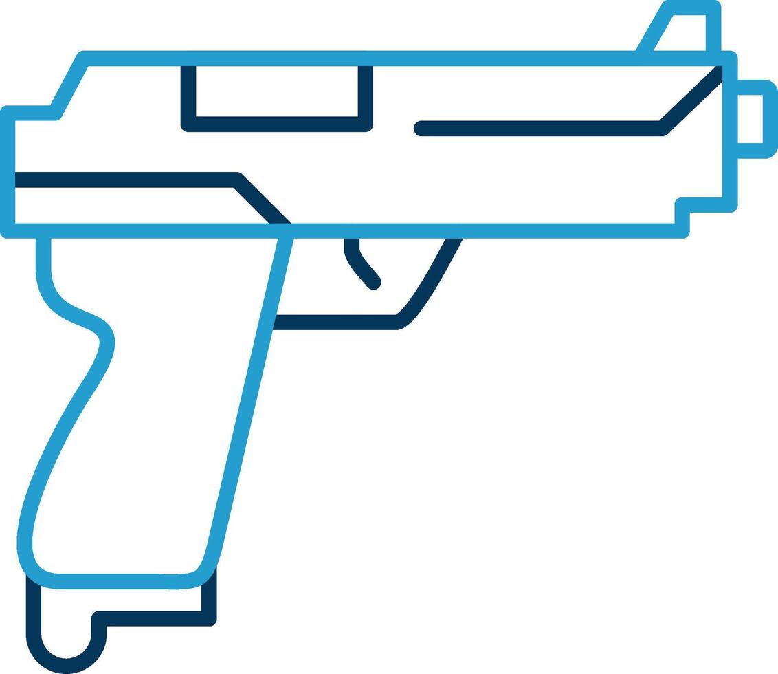 Gun Line Blue Two Color Icon vector