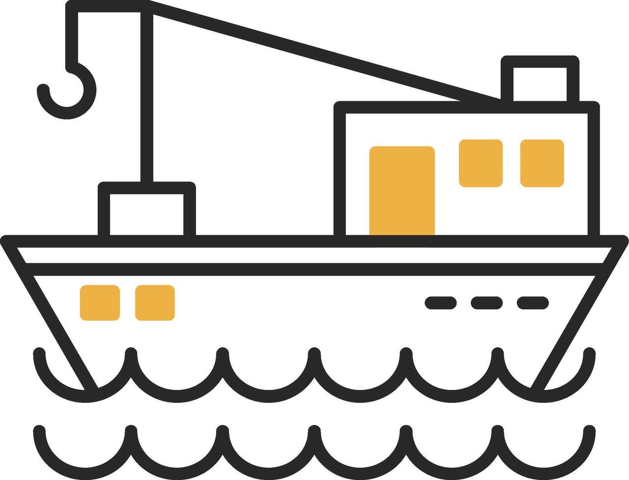 Fishing Boat Skined Filled Icon vector