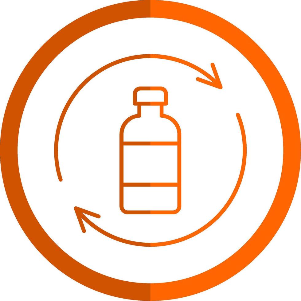 botella reciclaje línea naranja circulo icono vector