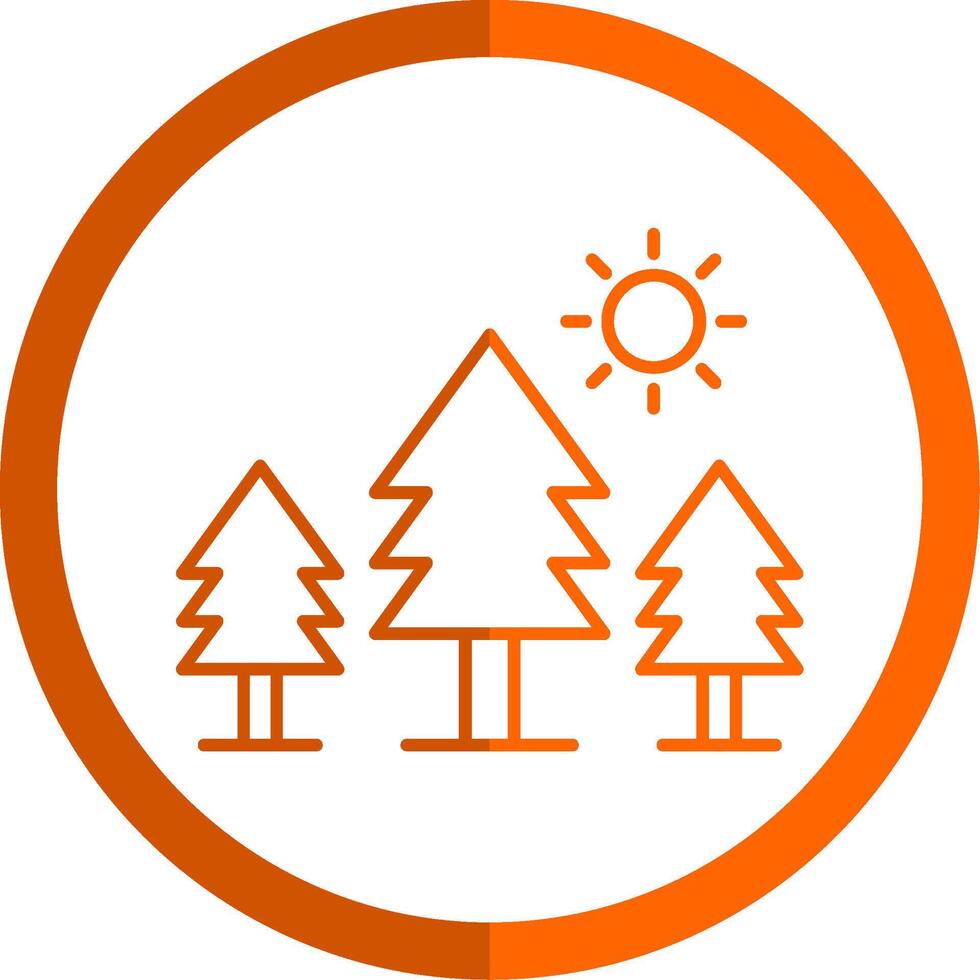 Pine Trees Line Orange Circle Icon vector