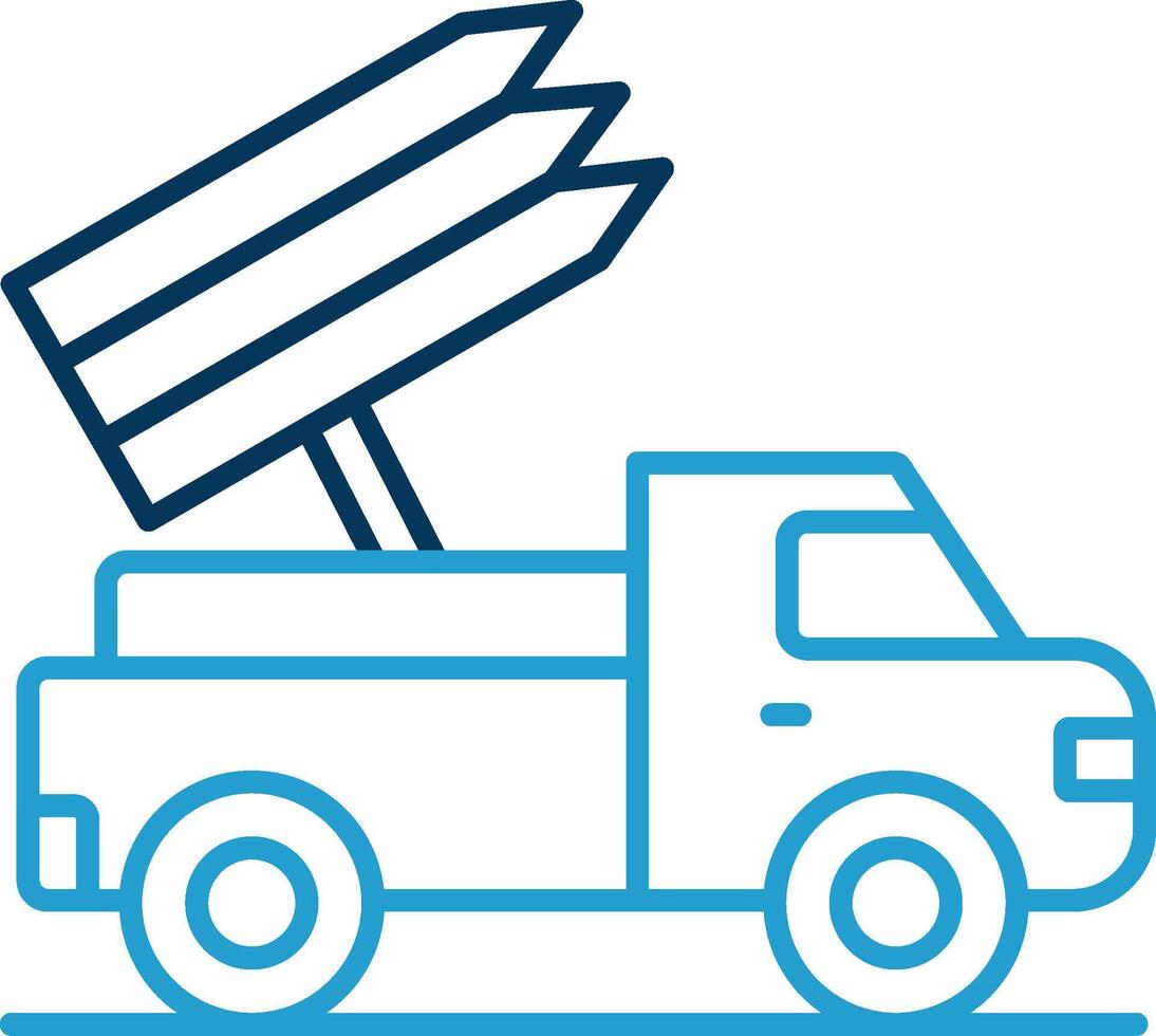 Missile Truck Line Blue Two Color Icon vector