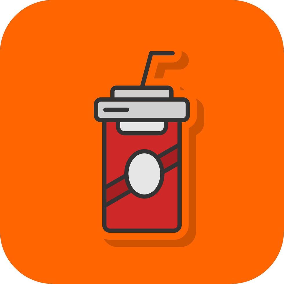 Soft drink Filled Orange background Icon vector