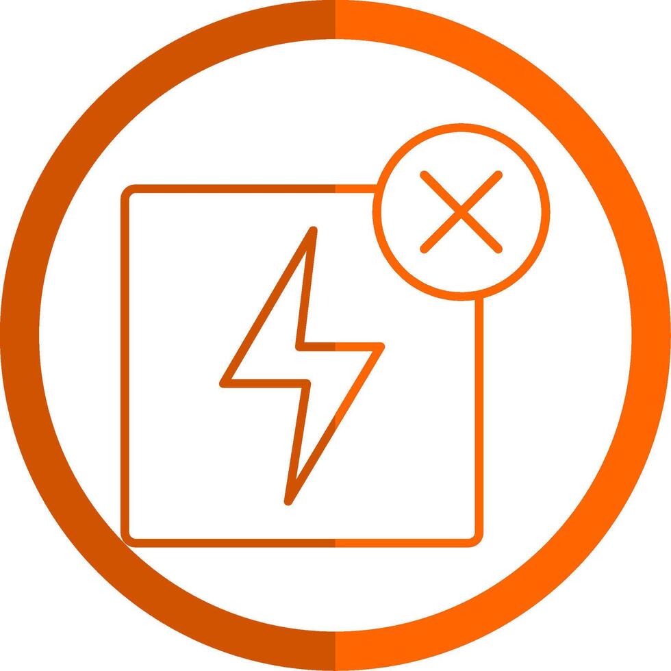 No Electricity Line Orange Circle Icon vector