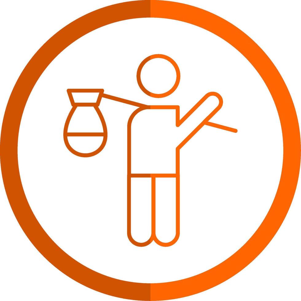 Refugee Line Orange Circle Icon vector